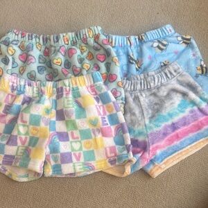 4 Pairs- iScream Colorful Patterned Fleece Pajama Short Set- Large